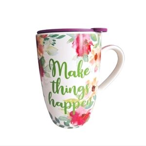 Floral Travel Coffee Mug With Lid 16 oz